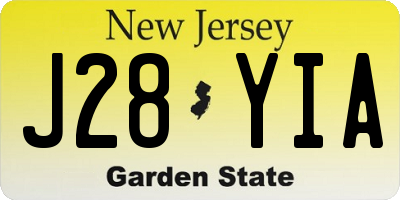 NJ license plate J28YIA