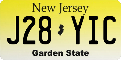 NJ license plate J28YIC