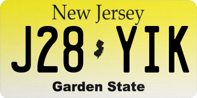NJ license plate J28YIK