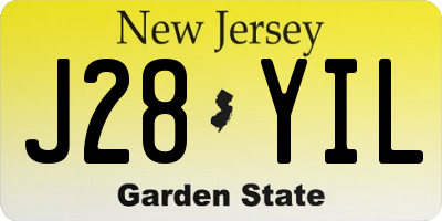 NJ license plate J28YIL