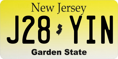 NJ license plate J28YIN