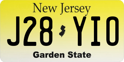 NJ license plate J28YIO