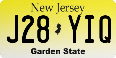 NJ license plate J28YIQ