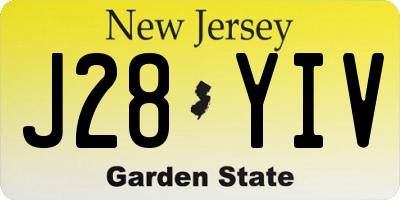 NJ license plate J28YIV