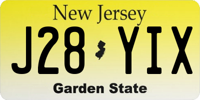 NJ license plate J28YIX