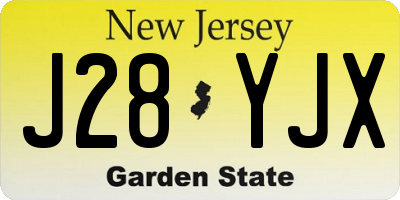 NJ license plate J28YJX