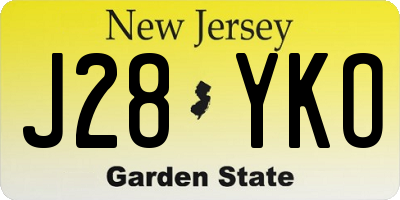 NJ license plate J28YKO