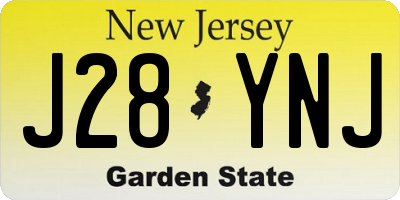 NJ license plate J28YNJ