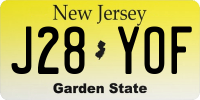 NJ license plate J28YOF