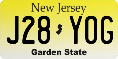 NJ license plate J28YOG