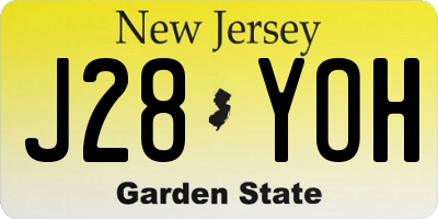 NJ license plate J28YOH