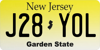 NJ license plate J28YOL