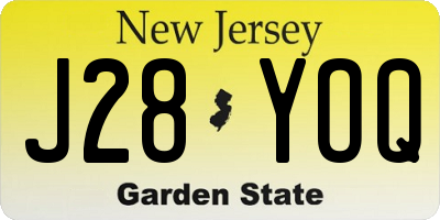 NJ license plate J28YOQ