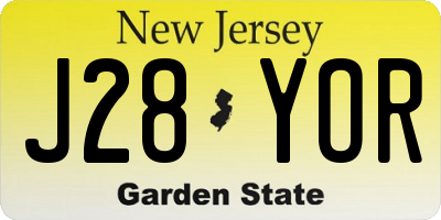 NJ license plate J28YOR