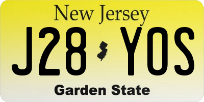 NJ license plate J28YOS