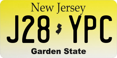 NJ license plate J28YPC