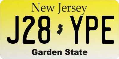 NJ license plate J28YPE