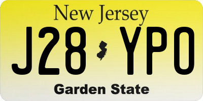 NJ license plate J28YPO
