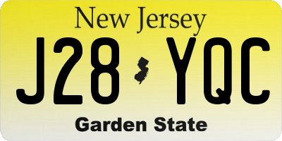 NJ license plate J28YQC