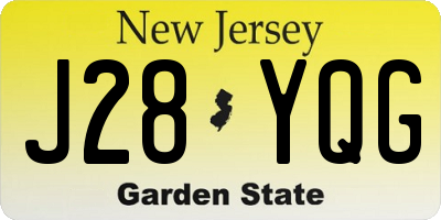 NJ license plate J28YQG