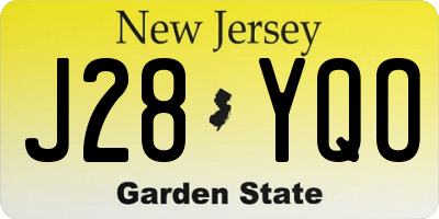 NJ license plate J28YQO