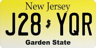 NJ license plate J28YQR