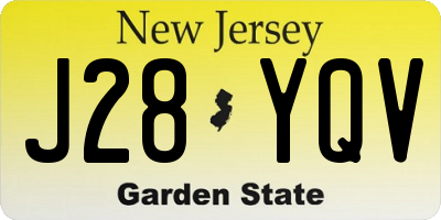 NJ license plate J28YQV