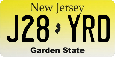 NJ license plate J28YRD