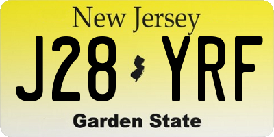 NJ license plate J28YRF