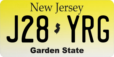 NJ license plate J28YRG