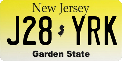 NJ license plate J28YRK
