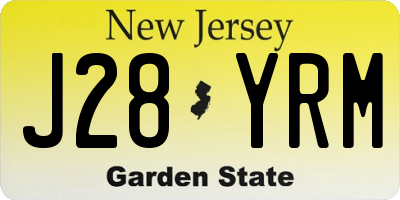 NJ license plate J28YRM