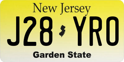 NJ license plate J28YRO