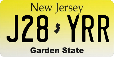 NJ license plate J28YRR