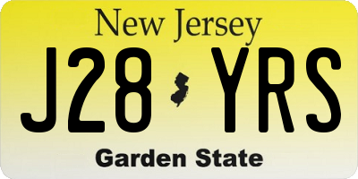 NJ license plate J28YRS