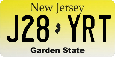 NJ license plate J28YRT