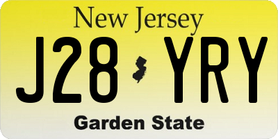 NJ license plate J28YRY