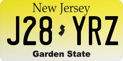 NJ license plate J28YRZ