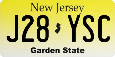 NJ license plate J28YSC