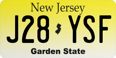 NJ license plate J28YSF