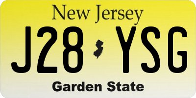 NJ license plate J28YSG