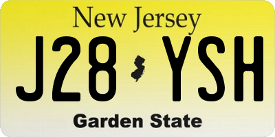 NJ license plate J28YSH