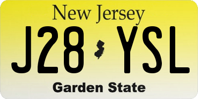 NJ license plate J28YSL