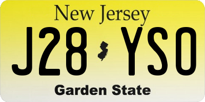 NJ license plate J28YSO