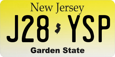 NJ license plate J28YSP