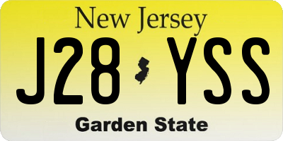 NJ license plate J28YSS
