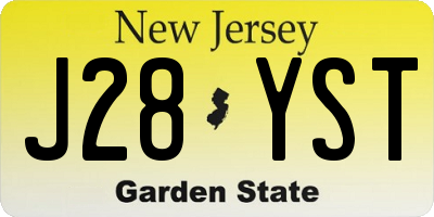 NJ license plate J28YST