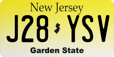 NJ license plate J28YSV