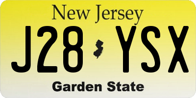 NJ license plate J28YSX