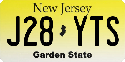NJ license plate J28YTS